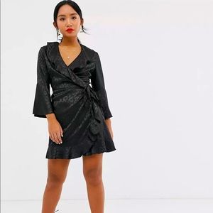 Black leopard wrap dress